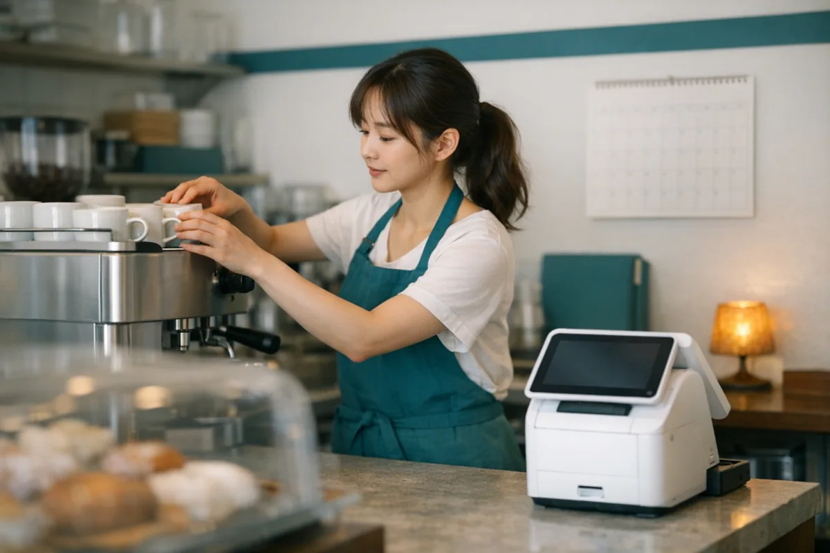 카페 매장 결제·세팅 장면
