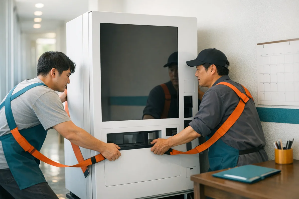 무인자판기 설치·세팅 장면
